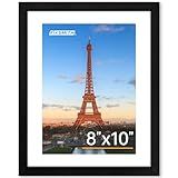 FIXSMITH 8x10 Picture Frame 1 Pack, Photo Frame with HD Plexiglass, Display Pictures 5x7 with Mat or 8x10 Without Mat, Picture Frames Collage for Tabletop or Wall Display, Black