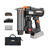 WORX Brad Nailer Cordless, 20V 18 ga Brushless Nail Gun Cordless, High Driving Power, Up to 2-⅛" into Hardwood, Narrow Nose, 3 LEDs, 3000 Nails & 20V 2.0 Ah Battery and Charger Included, PowerShare