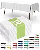 Pureegg Plastic Table Cloth Disposable 10 Pack, 54 x 108 Inch Table Cloths, Party, Picnic, Wedding, Decorative Tablecloths, Rectangle, White Plastic Cover, Leakproof & Sturdy, White