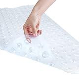 YINENN Bath and Shower Safety Mats 40x16 inch, Non Slip with Suction Cups for Bathroom Stall and Tub Floor, Extra Large and Machine Washable, Drain Holes Keep Bathtub Clean, Clear