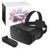 DESTEK V5 VR Headset for Phone w/ VR Gamepad, 128 Premium VR apps Included, Anti-Blue Eyes Protected HD Lenses, 110° FOV Virtual Reality Headsets for iPhone, Android Phone | Black