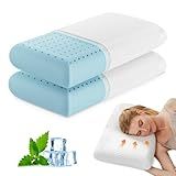 DUMOS Memory Foam Pillows for Sleeping 2 Pack, Bed Pillows for Adults with Washable Cover and Breathable Mesh, Gel Cooling Pillow for Back and Side Sleeper Support, White