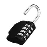 ZHEGE Padlock, Combination Lock 4 Digits, Outdoor Lock Weatherproof (Black)