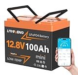 LITHINENG 12V 100Ah Bluetooth LiFePO4 Battery, Group 24 Lithium Battery, Low Temp Cut-Off, Smart 100A BMS, Up to 15000 Deep Cycles, Perfect for RV, Trolling Motor, Marine, Solar System