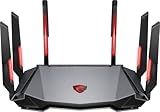 MSI Radix AXE6600 WiFi 6E Tri-Band Gaming Router, AI QoS, RGB, 1.8GHz Quad-Core Processor, MU-MIMO, Tri Band Gigabit Wireless, 8-Stream, High Speed Long Range Gaming Router