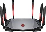 MSI Radix AXE6600 WiFi 6E Tri-Band Gaming Router, AI QoS, RGB, 1.8GHz Quad-Core Processor, MU-MIMO, Tri Band Gigabit Wireless, 8-Stream, High Speed Long Range Gaming Router
