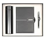 Shadow Breeze A5 Leather Notebook, Insulated Thermos and Executive Pen Gift Set in Premium Gift Box, 172 Pages 100GSM Ruled Pages, 12 oz, Great Gift for Business, School, Home (Black)