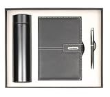 Shadow Breeze A5 Leather Notebook, Insulated Thermos and Executive Pen Gift Set in Premium Gift Box, 172 Pages 100GSM Ruled Pages, 12 oz, Great Gift for Business, School, Home (Black)