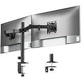 monTEK Heavy Duty Dual Monitor Stand for 17–32" Monitors, Stable Desk Mount with 22 lbs per Arm, Fully Adjustable Articulating Monitor Arm with Clamp & Grommet Base, VESA 75x75/100x100
