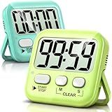 Antonki 2 Pack Digital Timer for Kids, Magnetic Countdown Kitchen Timers for Cooking, Egg, Classroom, Teacher, Exercise, Study, Oven - Battery Included