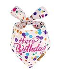 Qxsnuvvlg Luxury Double-Layer Dog Birthday Bandana – Handmade, Silk-Soft Polyester for All Dog Sizes | Birthday & Party Outfit | Gift-Ready Pet Accessory(Happy Birthday, Medium)