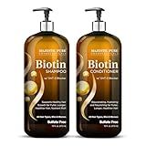 MAJESTIC PURE Biotin Shampoo and Conditioner Set with DHT Blocker Complex - Hydrating, Nourishing & Supporting Healthy Hair, Sulfate Free, for Men & Women - 16 fl oz each
