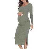 LAHILO Long Sleeve Maternity Sweater Dress for Fall Winter Baby Shower & Photoshoot - Women's Pregnancy Maternity Dresses