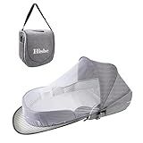 Hishe Baby Travel Bassinet Portable Bassinets: Foldable Lightweight Travel Pod Infant Bassinet with Mosquito and Canopy Outdoor Newborn Essentials Gift