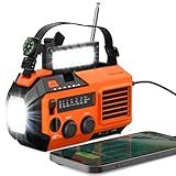FosPower Emergency Weather Radio (Model A6) NOAA/AM/FM with 19240mWh Portable Power Bank, USB/Solar/Hand Crank Charging, Battery Operated, SOS Alarm & Flashlight for Indoor/Outdoor Emergency - Orange