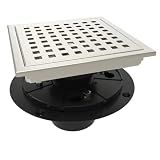 WEBANG 6 Inch Square Shower Floor Drain with Flange,Quadrato Pattern Grate Removable,Food-Grade SUS 304 Stainless Steel,Watermark&CUPC Certified,Brushed Nickel