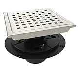 WEBANG 6 Inch Square Shower Floor Drain with Flange,Quadrato Pattern Grate Removable,Food-Grade SUS 304 Stainless Steel,Watermark&CUPC Certified,Brushed Nickel