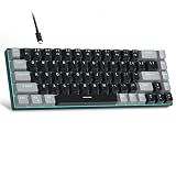 MageGee Portable 60% Mechanical Gaming Keyboard, MK-Box LED Backlit Compact 68 Keys Mini Wired Office Keyboard with Red Switch for Windows Laptop PC Mac - Black/Grey