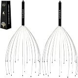 USAGA Head Massager Scalp Massager 20 Fingers Head Scratcher (Black&Black)