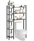 HOOBRO Over-The-Toilet Storage, 8-Tier Bathroom Organizer Over Toilet with Toilet Paper Holder, Freestanding Space Saver, Side Storage Open Shelf, Laundry, Rustic Brown and Black BF86TS01