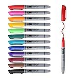 TOWON 12 Permanent Markers - Assorted Colors Drawing Marker Pens Set, Waterproof Quick Drying Fine Tip Colored Artists Markers for Adults Coloring
