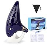 BGMUSER Ocarina 12 Hole C Key Ceramic Ocarinas Instrument for Beginners Adults with Songbook (Blue)