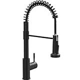 GIMILI Black Kitchen Faucet with Pull Down Sprayer Single Hole Spring Kitchen Sink Faucet, Suitable for Farmhouses, RV, Utility Laundry Room, Outdoor, and Campers. Llave para fregadero de cocina