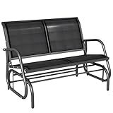 Outsunny 2-Person Outdoor Glider Bench, Patio Double Swing Rocking Chair Loveseat w/Powder Coated Steel Frame for Backyard Garden Porch, Black