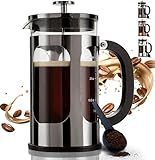 BAYKA French Press Coffee Maker, Large 304 Stainless Steel Coffee Press, Cold Brew Heat Resistant Thickened Borosilicate Coffee Pot for Camping Travel Gifts, 34 Ounce, Dark Pewter