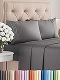 Queen Size 4 Piece Sheet Set - Comfy Breathable & Cooling Bed Sheets Set - Hotel Luxury Bedding for Women, Men, Kids, Teens, Boys & Girls - Deep Pockets, Soft and Wrinkle Free - Oeko-Tex - Dark Grey