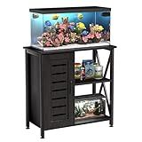Herture 20-29 Gallon Fish Tank Stand, Aquarium Stand with Cabinet Accessories Storage, Heavy Duty Metal Frame, 31.49" L*15.74" W Tabletop, 330LBS Capacity, Black PG07YGB