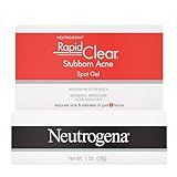 Neutrogena Rapid Clear Stubborn Acne Spot Treatment Gel, Maximum Strength 10% Benzoyl Peroxide Treatment Medication for Acne Prone Skin, Pimple Cream Reduces Size & Redness in 2 Hours, 1 oz