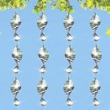 12 PCS Stainless Steel Bird deterrents for Outside,3D Wind Spinners Outdoor Bird Scarer Discs Set Pigeon Deterrent,Bird reflectors to Keep Birds Away Woodpecker Deterrent for House,Crow Deterrent