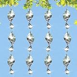 12 PCS Stainless Steel Bird deterrents for Outside,3D Wind Spinners Outdoor Bird Scarer Discs Set Pigeon Deterrent,Bird reflectors to Keep Birds Away Woodpecker Deterrent for House,Crow Deterrent