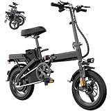 Electric Bike for Adults and Teens 500W Motor, 14" Folding E bike with 48V Removable Battery UL 2849 Certified, Commuter Electric Bicycle with 30 Miles PAS Range, 20MPH Foldable Mini E-bike (Black)