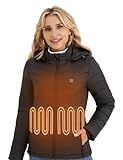 Vestego Heated Jackets for Women, Lightweight Electric Heated Jacket with 12V 20000mAh Battery Pack, 6 Heating Zones, Black L