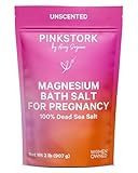 Pink Stork Pregnancy Bath Soak – Unscented Magnesium Flakes for Bath or Foot Soak – Pure Dead Sea Salt – Relief for Pregnancy Aches, Swollen Feet, and Stress – Clean, Fragrance-Free – 2 lb
