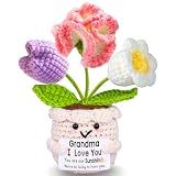 Gifts for Grandma, Grandma Gifts from Grandkids, Birthday Gift for Nana Grandmother GaGa, Mother's Day Birthday I Love You Present for Grandmother, Cute Handmade Crochet Positive Tulip Flowers Doll