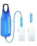Waterdrop Gravity Water Filter Straw, Camping Water Filtration System, Water Purifier Survival for Travel, Backpacking and Emergency Preparedness, 1.5 gal Bag, 5 Stage Filtration, Pack of 2