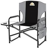 Colegence Oversized Directors Camping Chair Support 600 LBS, Heavy Duty Folding Outdoor Chairs with Detachable Side Pocket and Adjustable Side Table for Outside Beach,Lawn,Fishing (Black)