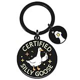 UIWIHHP Funny Silly Goose Keychain for Teen Girls Women Men Goose Decor Funny Gag Gifts for Friends Coworkers Novelty Keychains White Elephant Gifts for Adults Stocking Stuffers for Teen Girls