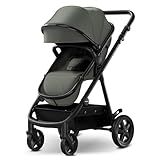 Mompush Meteor2 Baby Stroller 2-in-1 with Newborn Mode, Compatible with Infant Car Seat Adapter Included, Full-Size Bassinet Strollers for Family Outings