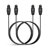 xipotuz 2 PCS Digital Optical Audio Cable 6ft1.8M - [24K Gold-Plated, Ultra-Durable] Slim Optical Cable Digital Audio Cable for Home Theater, Sound Bar, TV, PS4, Xbox, PlayStation & More