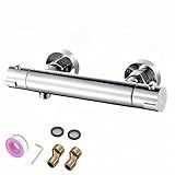 Thermostatic RV Shower Faucet, 4 Inch Brass Shower Mixer Valve Kit, RV Tub Shower Mixing Faucet Valve Replacement with Water Temperature & Flow Control for RV Trailer Camper Motorhome