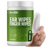 Pet MD Dog Ear Finger Wipes - with Eucalyptus & Aloe Vera for Dogs - 50 ct