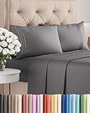 Queen Size 4 Piece Sheet Set - Breathable & Cooling Sheets - Dark Grey