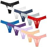 Pmrxi Pack 10 Seamless Lace Thongs for Women Plus Size XS to 5XL Breathable Panties Low Rise Stretch Cotton No Show Underwear Size Small