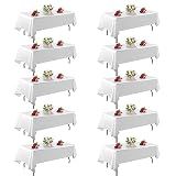 FINDYOU 10 Pack White Table Cloth Rectangle Table 60 x 102 Inch Tablecloths for 6 Foot Rectangle Tables. Stain and Winkle Resistant Polyester Washable White TableCloths for Parties Wedding Dining
