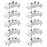 FINDYOU 10 Pack White Table Cloth Rectangle Table 60 x 102 Inch Tablecloths for 6 Foot Rectangle Tables. Stain and Winkle Resistant Polyester Washable White TableCloths for Parties Wedding Dining