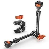 K&F CONCEPT 11" Magic Arm Clamp with Super Clamp ARRI 1/4" & 3/8" Thread Screw, 360° Ball Heads Arm with Clamp Mount for Monitor, LED Light, Webcam, Action Camera